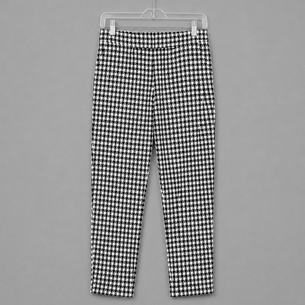 Susan Graver Weekend Pants Women 3XT Black White Houndstooth Ankle Slim Fit